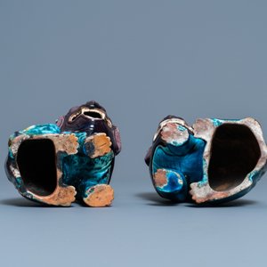 A pair of Chinese turquoise- and aubergine-glazed models of mythical animals, 19th C. — photo 7