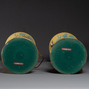 A pair of Chinese verte biscuit 'gu' vases with gilt bronze lamp mounts, 19th C. — photo 6