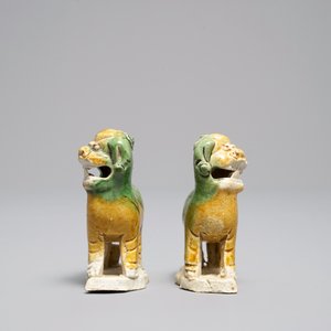 A pair of Chinese verte biscuit incense holders in the shape of lions, Ca Mau wreck, Yongzheng — photo 5