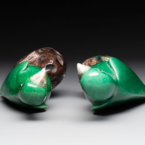 A pair of Chinese verte biscuit models of parrots, Kangxi — photo 6