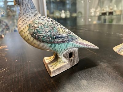 A pair of Chinese verte biscuit pigeons, 19/20th C. — 照片 18