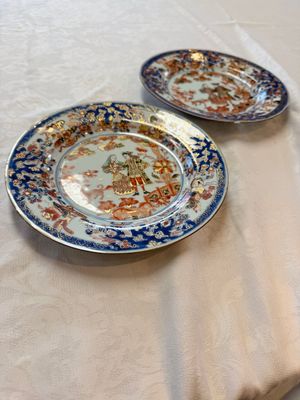 A pair of Chinese verte-Imari 'Governor Duff' plates — 照片 1