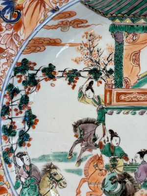 A pair of Chinese verte-Imari 'The Yang family female generals 楊門女將' dishes, Kangxi — photo 22