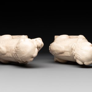A pair of Chinese white-glazed Buddhist lions, a pair of doves and a pair of iron-red-decorated cranes, Ming and later — photo 6