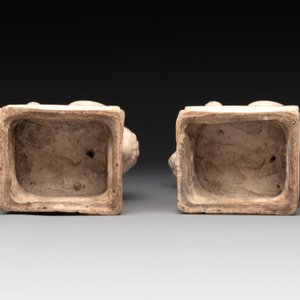 A pair of Chinese white-glazed Buddhist lions, a pair of doves and a pair of iron-red-decorated cranes, Ming and later — photo 7