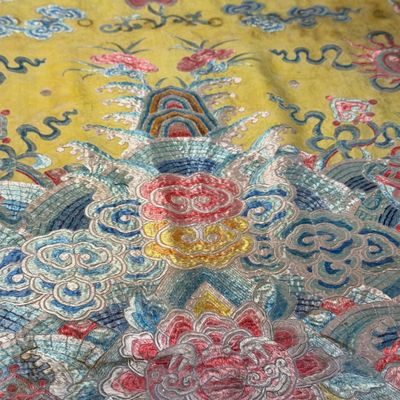 A pair of Chinese yellow-ground embroidered 'Dragons' and 'Phoenixes' panels — photo 22