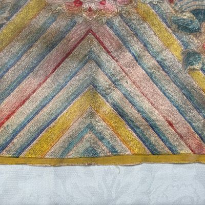 A pair of Chinese yellow-ground embroidered 'Dragons' and 'Phoenixes' panels — photo 25