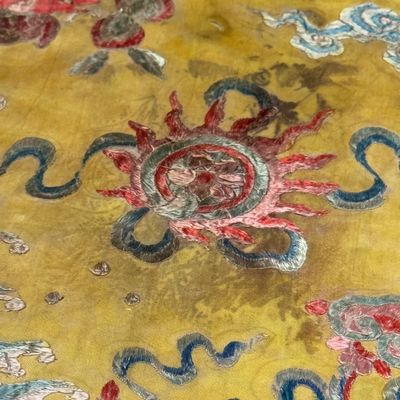 A pair of Chinese yellow-ground embroidered 'Dragons' and 'Phoenixes' panels — photo 41