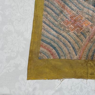 A pair of Chinese yellow-ground embroidered 'Dragons' and 'Phoenixes' panels — photo 47