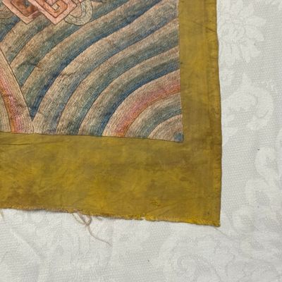 A pair of Chinese yellow-ground embroidered 'Dragons' and 'Phoenixes' panels — photo 61