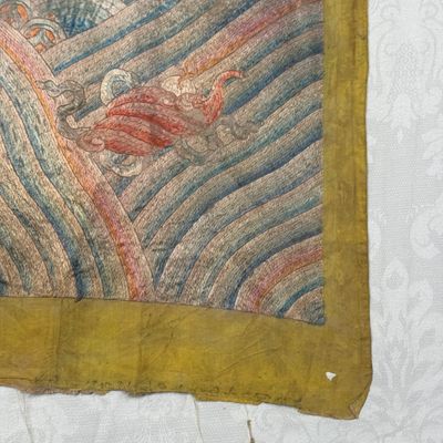 A pair of Chinese yellow-ground embroidered 'Dragons' and 'Phoenixes' panels — photo 62