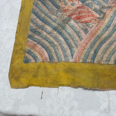 A pair of Chinese yellow-ground embroidered 'Dragons' and 'Phoenixes' panels — photo 64