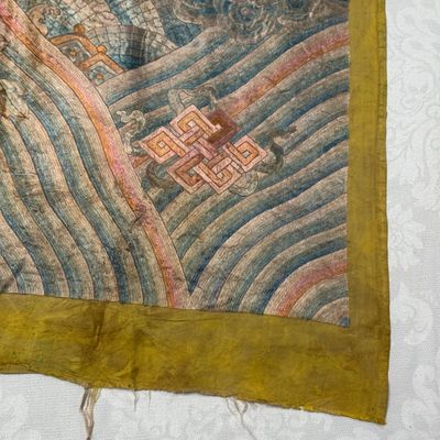 A pair of Chinese yellow-ground embroidered 'Dragons' and 'Phoenixes' panels — photo 74