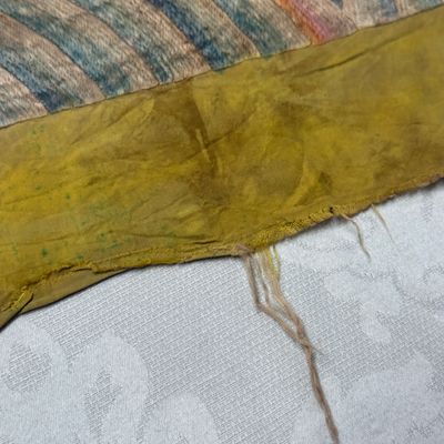 A pair of Chinese yellow-ground embroidered 'Dragons' and 'Phoenixes' panels — photo 77