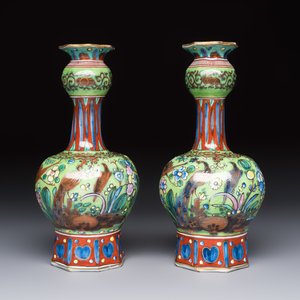 A pair of clobbered Dutch Delft vases, 17th C. — foto 2