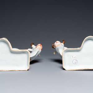 A pair of cold-painted white Dutch Delft cow milkers groups, 18th C. — 照片 9
