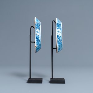 A pair of Dutch Delft blue and white 'harlequin' brush backs, 1st half 18th C. — 照片 2