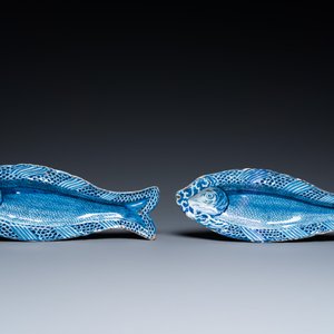 A pair of Dutch Delft blue and white herring dishes, 18th C. — 照片 2