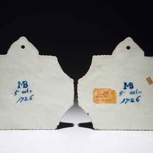 A pair of Dutch Delft blue and white plaques after Bloemaert, dated 1726 — photo 2