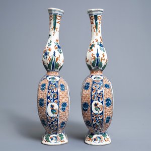 A pair of Dutch Delft cashmere palette bottle vases, 17/18th C. — 照片 2