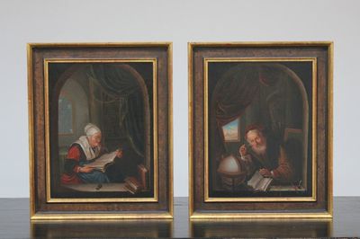 A pair of Dutch portraits "en pendant", oil on canvas, 17th C.
