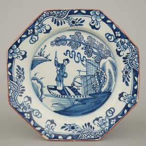 A pair of English Delftware chinoiserie plates, Liverpool, 18th C. — 照片 2