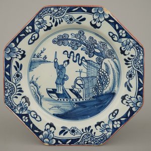 A pair of English Delftware chinoiserie plates, Liverpool, 18th C. — 照片 7