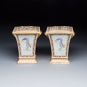 A pair of extremely rare Chinese Canton famille rose bough pots — foto 2