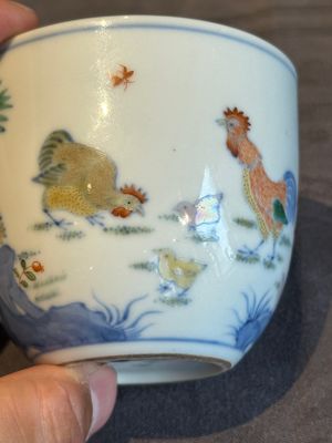 A pair of extremely rare imperial Chinese doucai 'chicken' cups, Chenghua mark, Yongzheng/Qianlong — photo 21