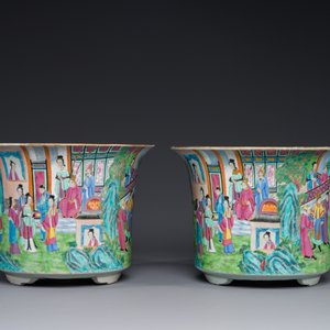 A pair of fine Chinese Canton famille rose jardinieres on stands, 19th C. — 照片 4