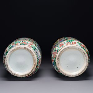 A pair of fine Chinese Canton famille rose 'Water Margin 水滸傳' vases, 19th C. — 照片 6