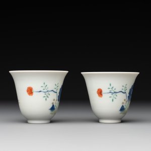 A pair of fine Chinese doucai wine cups, Jie Mei Ya Zhi 介眉雅製 mark, 19th C. — 照片 4