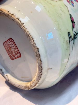 A pair of fine Chinese famille rose 'Ode to the Red Cliff' vases, Hongwu mark, Daoguang — photo 11