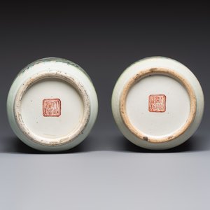 A pair of fine Chinese famille rose 'Ode to the Red Cliff' vases, Hongwu mark, Daoguang — photo 5