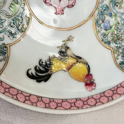 A pair of fine Chinese famille rose 'Rooster' tea bowls and saucers — 照片 7