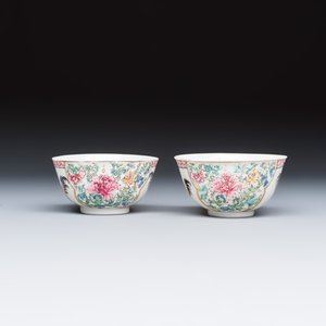 A pair of fine Chinese famille rose 'Rooster' tea bowls and saucers — 照片 7