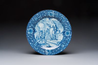 A pair of fine large blue and white Dutch Delft biblical subject dishes, dated 1781 — photo 4