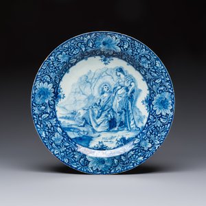 A pair of fine large blue and white Dutch Delft biblical subject dishes, dated 1781 — photo 2