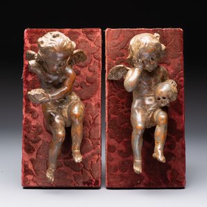 A pair of Flemish allegorical carved wood cherubs, 17th C. — 照片 2