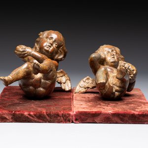 A pair of Flemish allegorical carved wood cherubs, 17th C. — 照片 4