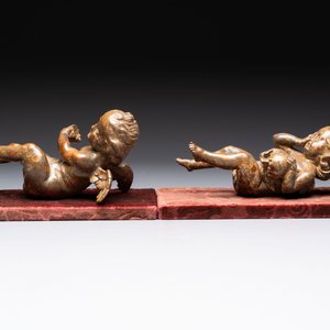 A pair of Flemish allegorical carved wood cherubs, 17th C. — 照片 5