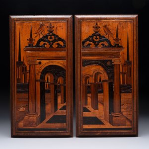 A pair of Flemish marquetry panels in various types of wood, Antwerp, 17th C. — 照片 1
