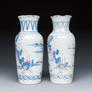 A pair of French blue, white and manganese chinoiserie vases — photo 4