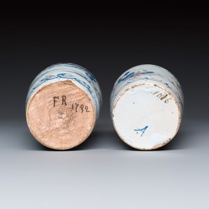A pair of French blue, white and manganese chinoiserie vases — photo 7