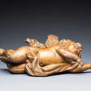A pair of gilded wooden winged cherubs, probably Flanders, 1st half 18th C. — photo 4