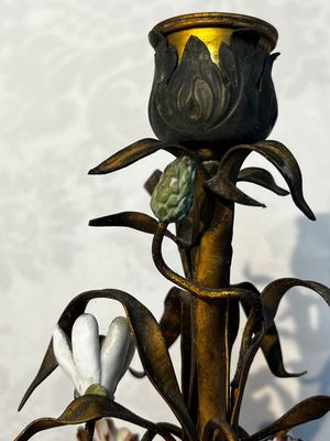 A pair of gilt silver and metal candlesticks with Chinese porcelain, European porcelain flowers, and marble bases, marked Boin-Taburet, late 19th C. — photo 14