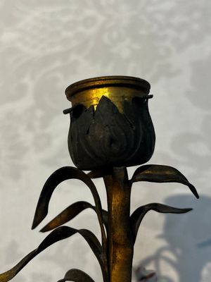 A pair of gilt silver and metal candlesticks with Chinese porcelain, European porcelain flowers, and marble bases, marked Boin-Taburet, late 19th C. — photo 24