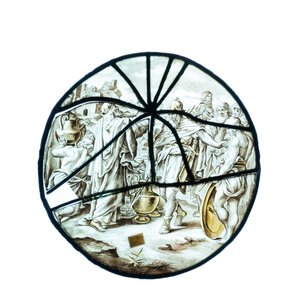 A pair of grisaille and silver yellow painted glass roundels with biblical scenes, France, 17th C. — photo 3