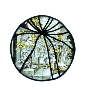 A pair of grisaille and silver yellow painted glass roundels with biblical scenes, France, 17th C. — photo 5