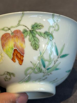 A pair of imperial Chinese famille rose 'balsam pear' bowls, Jiaqing mark and of the period — photo 15